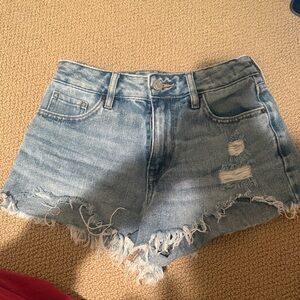 PacSun Light Blue high rise festival Distressed Jean Denim Shorts size 24W